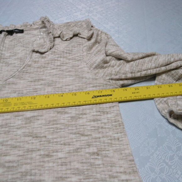 Zac & Rachel Long Sleeve V Neck knit top  size Small shades of cream and tan - Picture 6 of 13